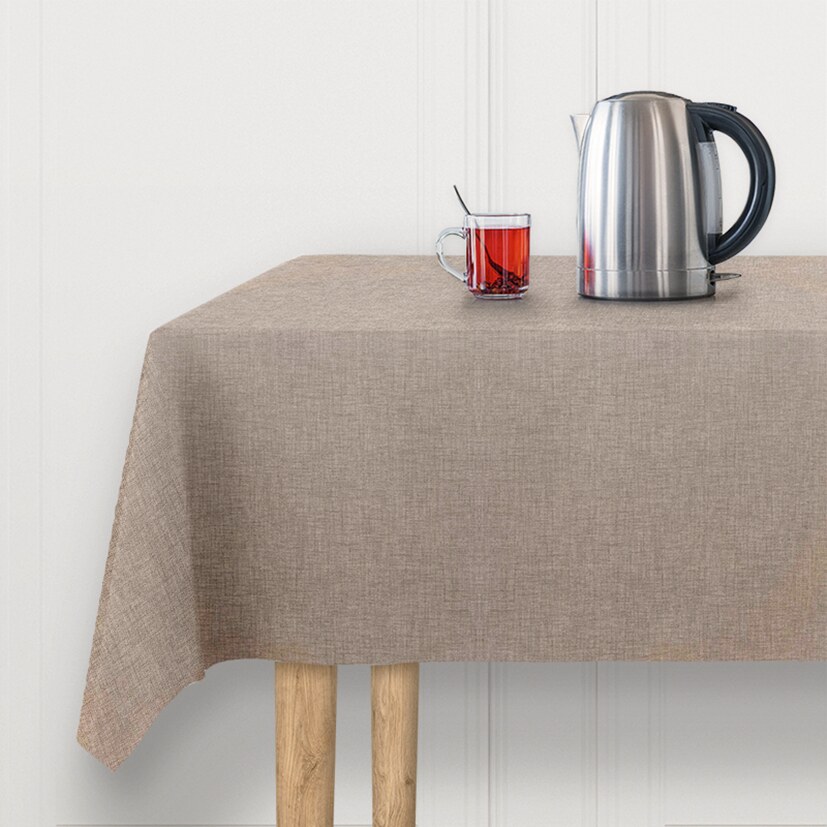 Hørfarvet dug med hørstruktur – Voksdug Design