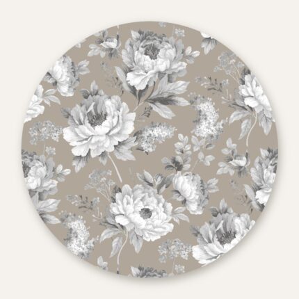 Rund dug med hvide blomster – Voksdug Design