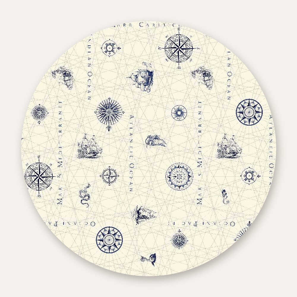 Rund hvid dug i klassisk maritim stil – Voksdug Design